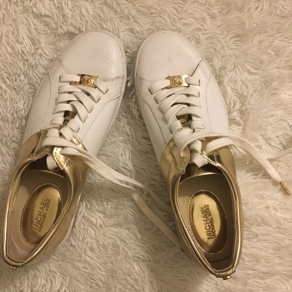 Michael Kors Gold and White Sneaker